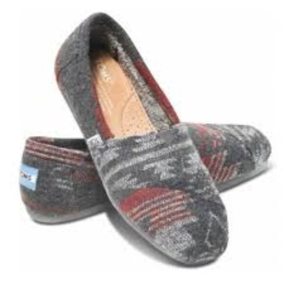 Toms Shoes - Toms Alpargata Grey Wool Jacquard Aztec Print Classic Flats